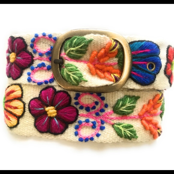 Accessories - Hand Embroidered Peruvian Wool Belt.